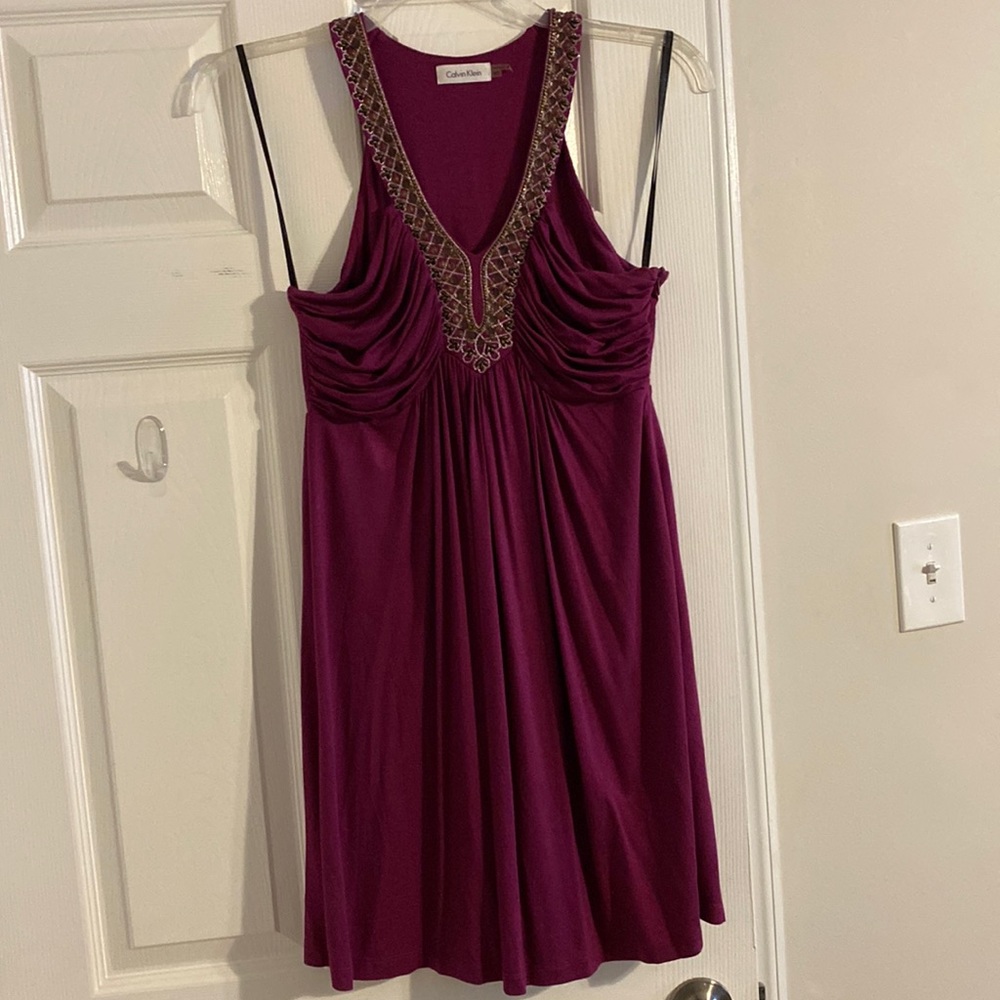 Calvin Klein beaded halter dress
